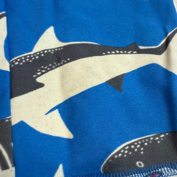 Mini Boden Long Swim Trunks Euro Shorts Jammers Boys 7 8 Blue Shark Print - Picture 5 of 7
